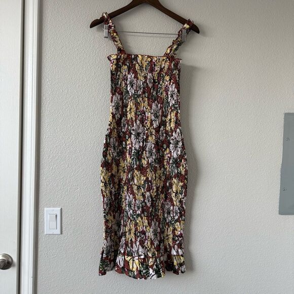 Faithfull The Brand Anthropologie Maya Midi Smocked Dress Brown‎ Floral Sz 2 - Picture 10 of 13